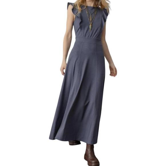 NEW LILLA P flounce trim maxi dress in odyssey - Picture 4 of 5